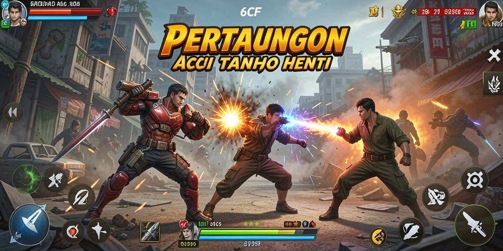 Tampilan in-game dari 6CF menampilkan pertempuran aksi yang seru dan intens.
