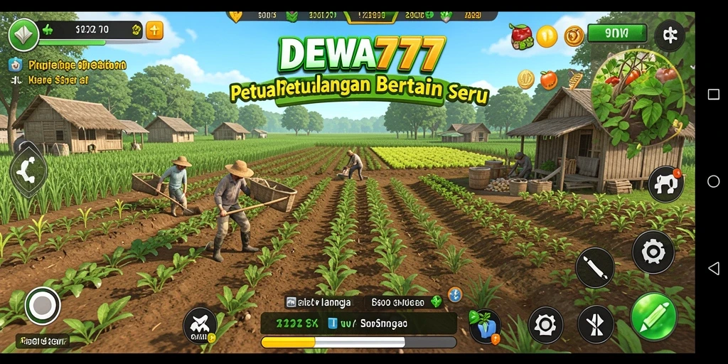 Tampilan gameplay DEWA777 dengan aktivitas bertani yang menyenangkan.