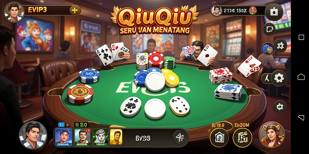 Screenshot gameplay seru EVIP3 yang menampilkan aksi QiuQiu.
