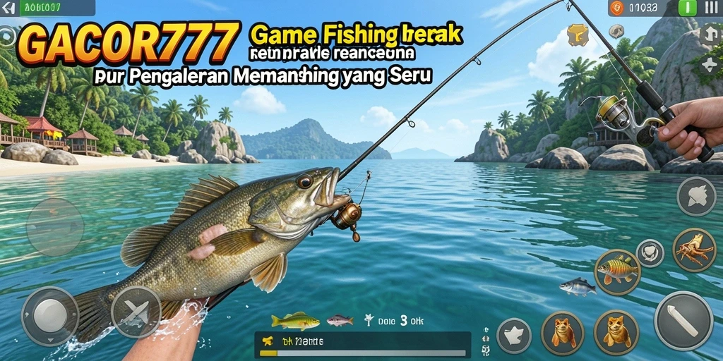 Screenshot GACOR777 menampilkan gameplay mendebarkan saat memancing di lokasi indah.