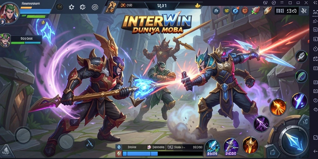 Screenshot INTERWIN menampilkan aksi pertarungan MOBA yang intens.