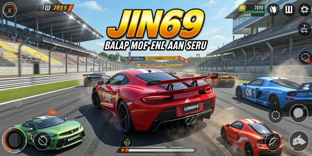 Tampilan menarik dari gameplay balap mobil di JIN69.