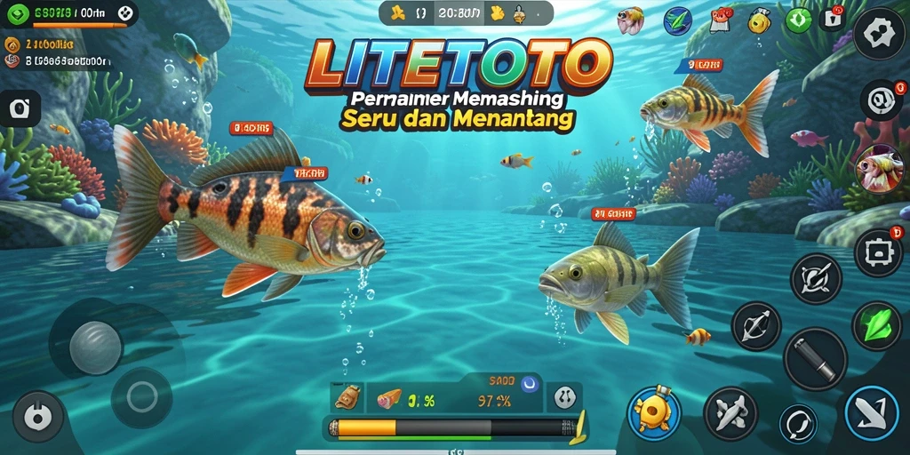 Tampilan gameplay LITETOTO yang menarik saat menangkap ikan.