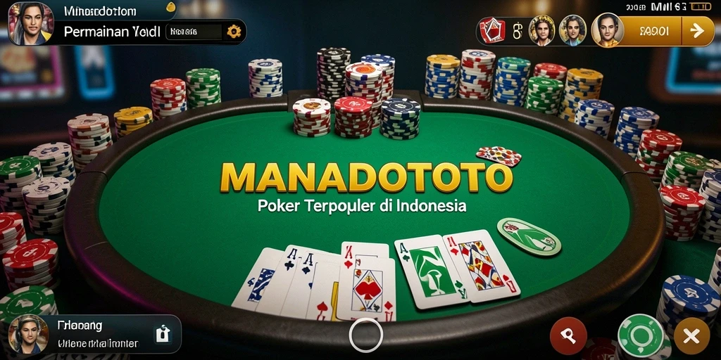 Tampilan gameplay Poker yang mendebarkan di MANADOTOTO.