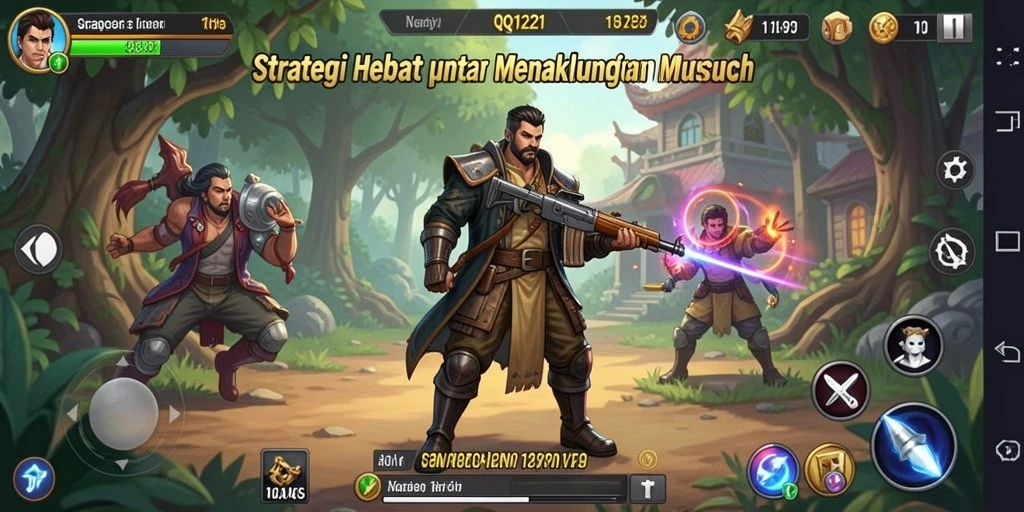 Tampilan gameplay QQ1221 dengan pertempuran strategi yang intens.