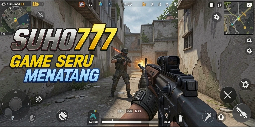 Tampilan gameplay seru dari SUHU777 yang penuh aksi FPS.